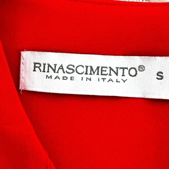 RINASCIENTO Red Dress with Black leather detailing & silver circle details - Picture 4 of 13